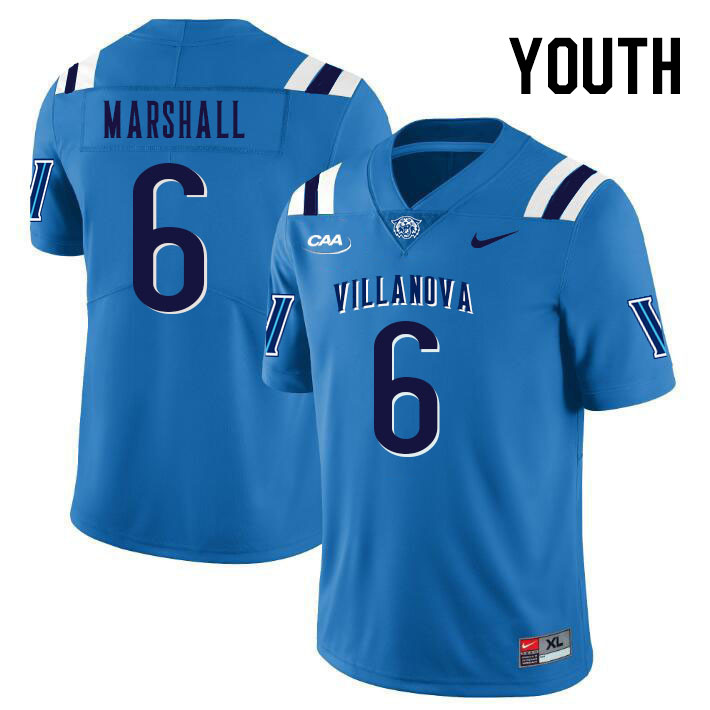 Youth #6 Devon Marshall Villanova Wildcats College Football Jerseys Stitched Sale-Light Blue